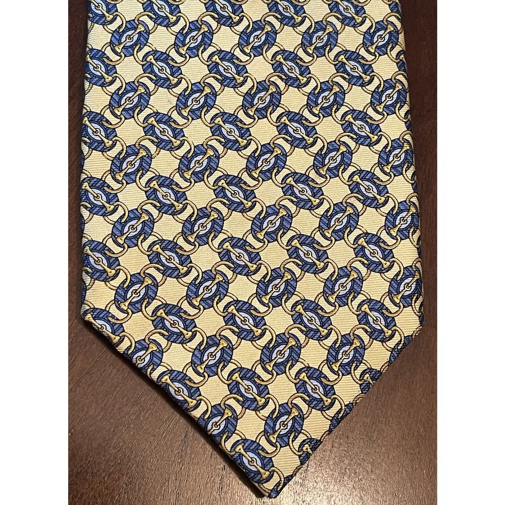 James Fisher London Gold Blue 100% Silk Men’s Neck Tie
